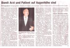 Presseartikel, 20.10.2011, Vortrag des Patientenbeauftragen der Bundesregierung, Wolfgang Zöller über Patientenrechte